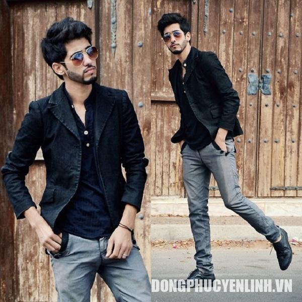 Cách phối áo sơ mi đen với áo blazer